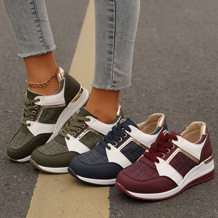 Colorblock Casual Lace-Up Sneakers