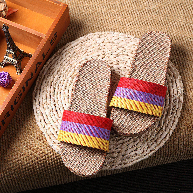 Women linen  summer home slippers