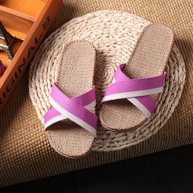 Women linen  summer home slippers