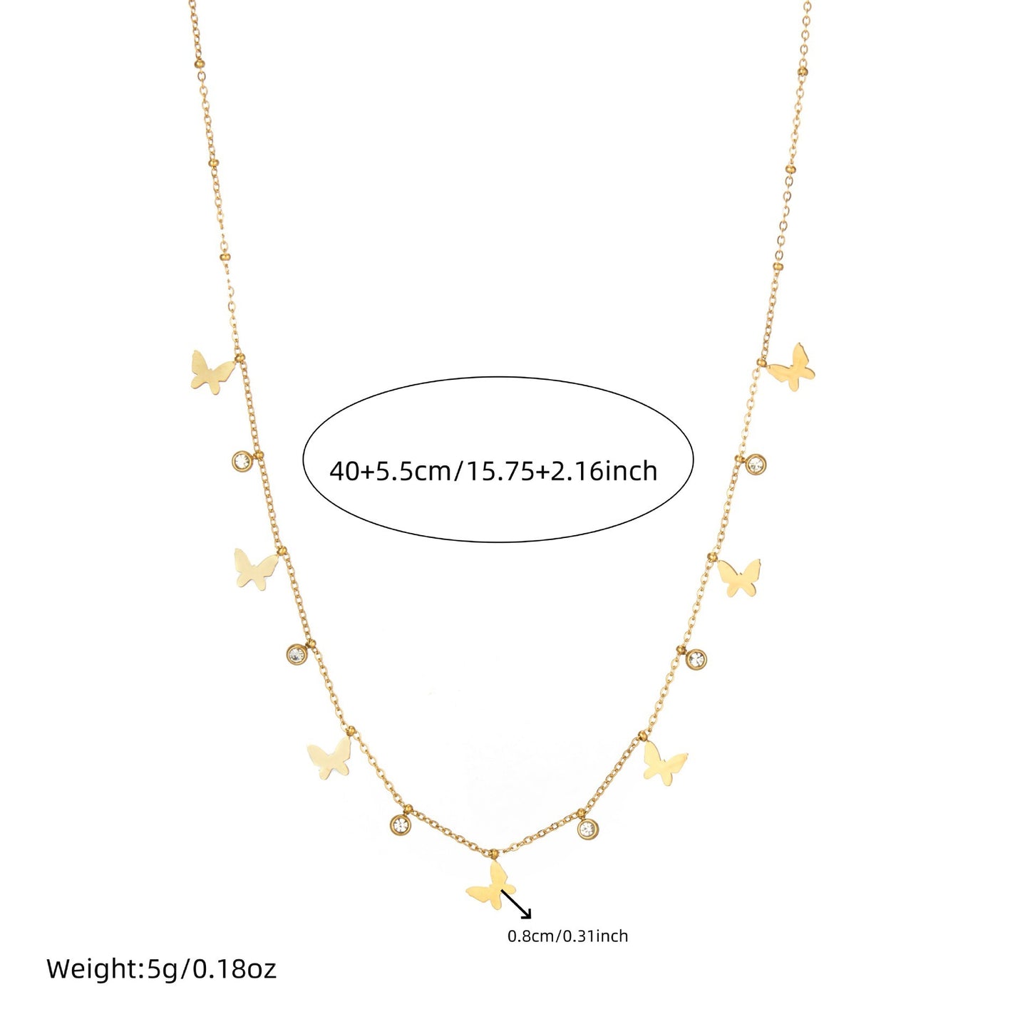 Fashion Simple Rhinestone Five-pointed Star Butterfly Women's Necklace