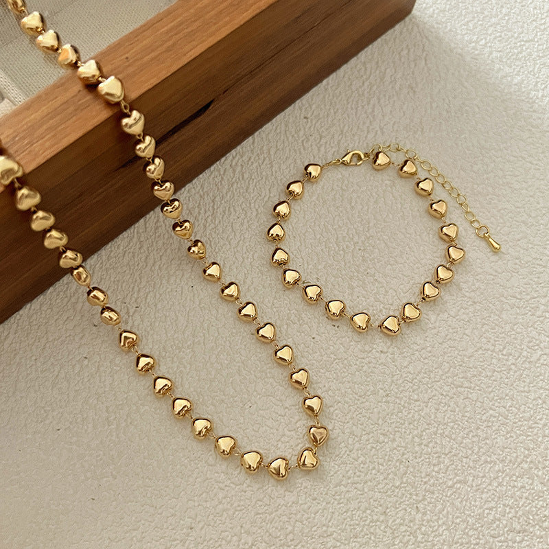 Light Luxury Gold Plated Love Necklace Set